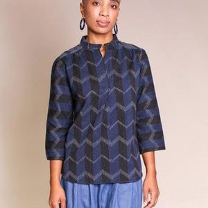 Ace & jig Katherine blouse top shirt dusk blue/black XS